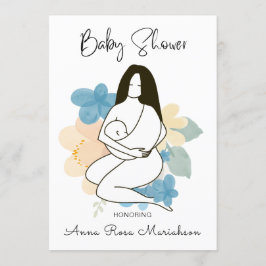 Convites *~* Mãe segurando Chá de fraldas Floral