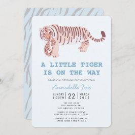Convites Mãe Tiger - Carregar Cub Blue Chá de fraldas Convi