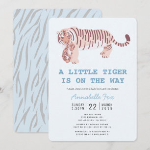 Convites Mãe Tiger - Carregar Cub Blue Chá de fraldas Convi