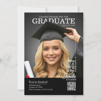 Convites Magazine Cover Graduation Black