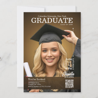 Convites Magazine Cover Graduation Gold