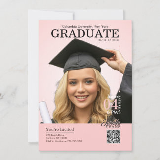 Convites Magazine Cover Graduation Pink