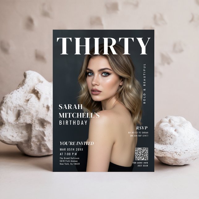 Convites Magazine Cover Photo RSVP 30th Birthday Party (Criador carregado)