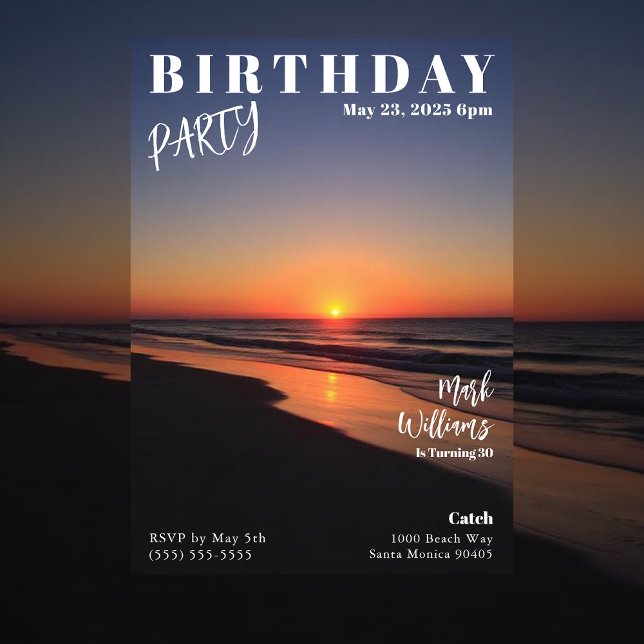 Convites Magazine Cover Sunset Beach Birthday (Magazine Cover Sunset Beach Birthday Invitation
)