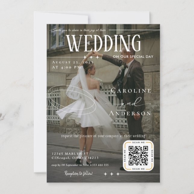 Convites Magazine Cover Wedding Invitation (Frente)