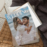 Convites Magazine Editorial Newspaper Wedding Photo<br><div class="desc">Introducing "The Wedding" magazine-style wedding invitation! This stunning invitation will leave your guests in awe with its unique design and personalized touch. Featuring a beautiful photograph of the bride and groom on the cover, this invitation resembles a high-end magazine. Inside, your guests will find all of the important information about...</div>