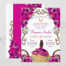 Convites Magenta Country Oeste, Rosa Rosa Queiceañera