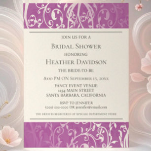 Convites Magenta Elegant Flourish Chá de panela Invite