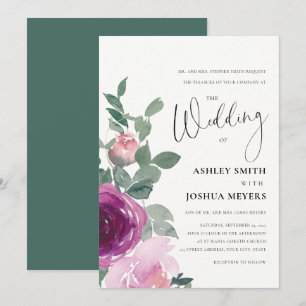 Convites Magenta Rosa Rubor Floral Rosas Marfim Casamento