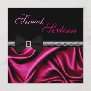 Convites Magenta Satin e Gems Sweet 16 convidam