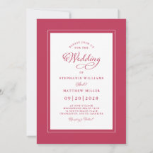 Magenta Vermelho Elegante Moderno Casamento Caligr