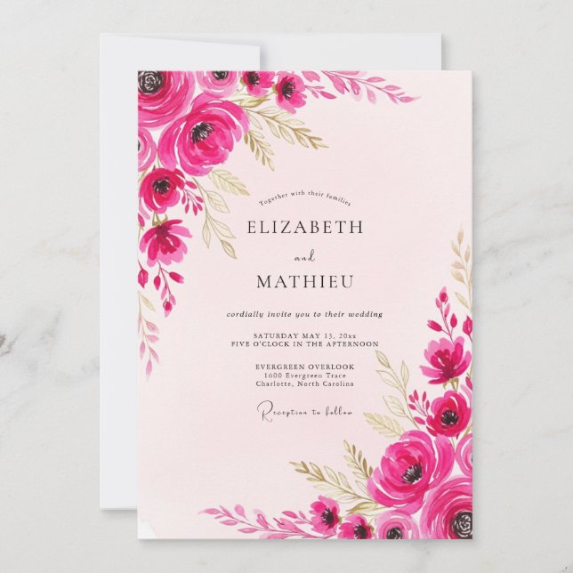 Convites Magenta Vibrant Spring Wedding (Frente)
