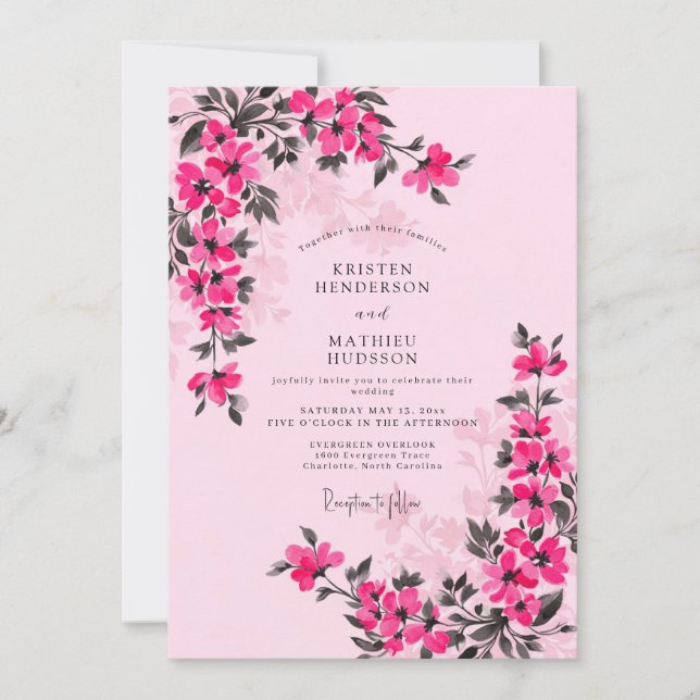 Convites Magenta Whimsical Spring Wedding (Frente)