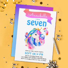 Convites Magia Colorida Unicorn Rainbow Watercolor