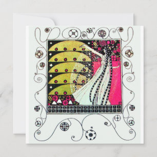 Convites MAGIA DA PRIMAVERA, Fuchsia,Amarelo Verde,Preto