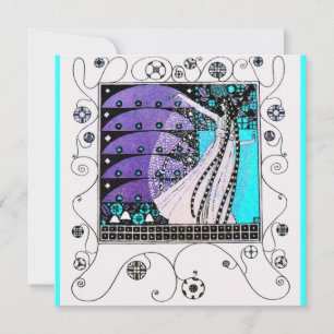 Convites MAGIA DA PRIMAVERA, roxo brilhante aqua azul escur