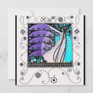 Convites MAGIA DA PRIMAVERA, roxo escuro aqua azul brilhant