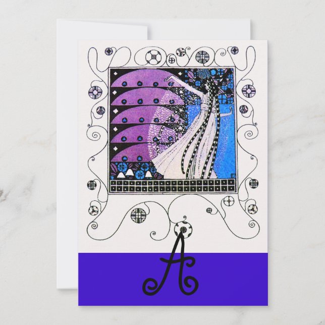 Convites MAGIA DA PRIMAVERA, roxo escuro brilhante azul (Frente)