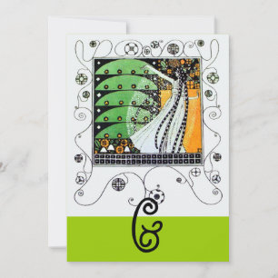 Convites MAGIA DA PRIMAVERA, verde brilhante preto amarelo