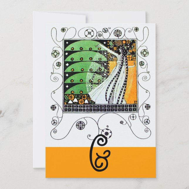 Convites MAGIA DA PRIMAVERA, verde brilhante  preto amarelo (Frente)