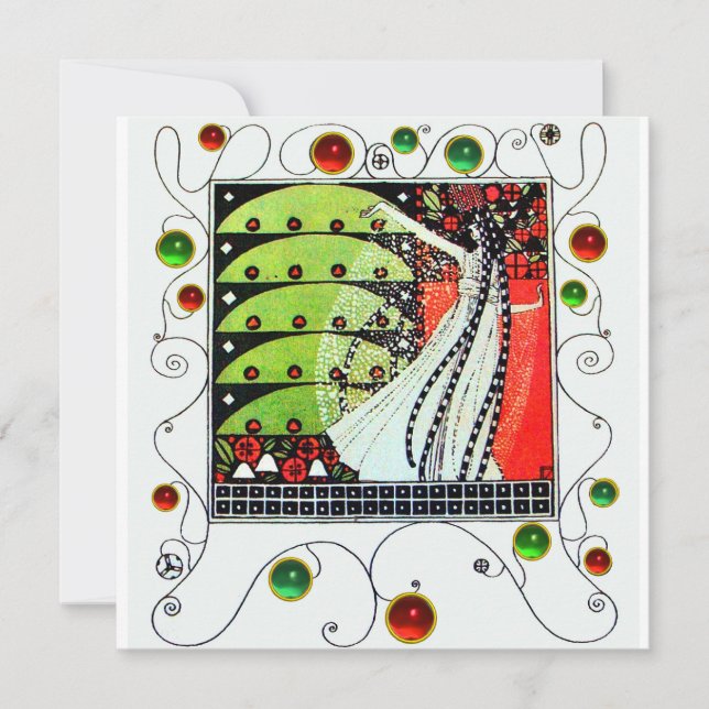 Convites MAGIA DA PRIMAVERA vermelho preto branco verde (Frente)