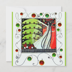 Convites MAGIA DA PRIMAVERA vermelho preto branco verde bri
