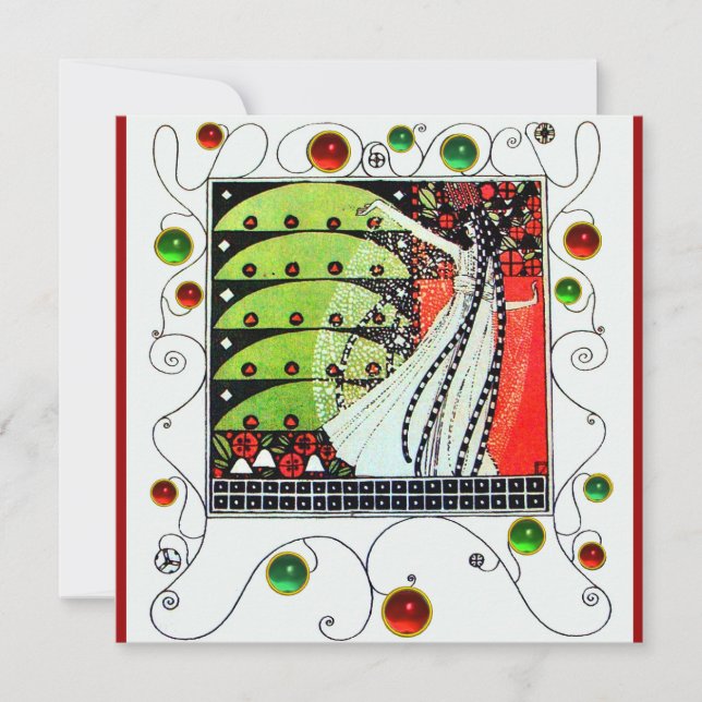 Convites MAGIA DA PRIMAVERA vermelho preto branco verde bri (Frente)