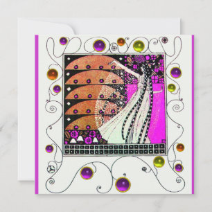 Convites MAGIA DA PRIMAVERA violeta preto marrom brilhante