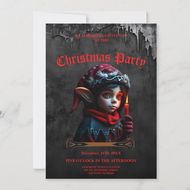 Convites Magia do elfo gótico debaixo da lua de cheio. (Frente)