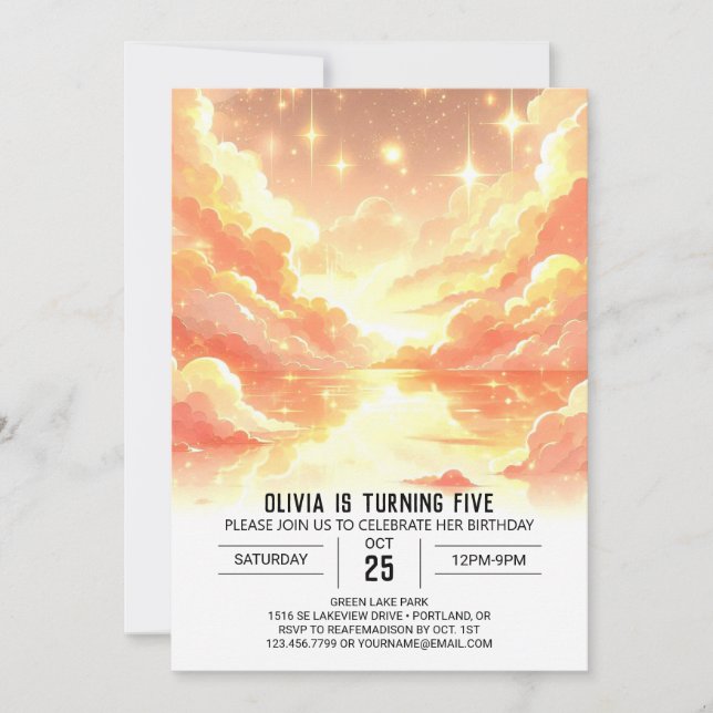 Convites Magia Fantasy Celestial Digital Birthday (Frente)