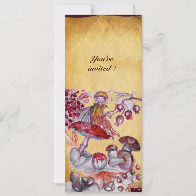 Convites MAGIA FOLHETO DE COGUMELOS pergaminho (Frente)