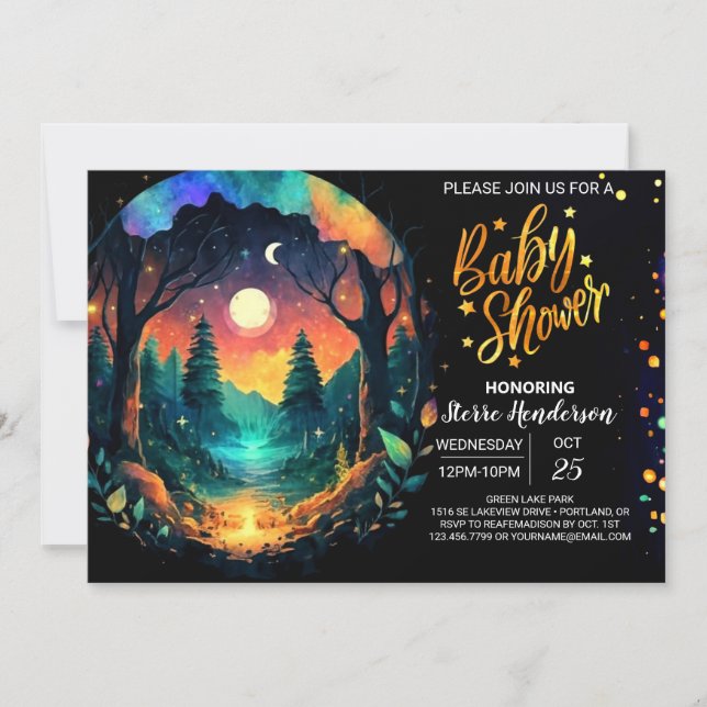 Convites Magia no Chá de fraldas Woods Timberland (Frente)