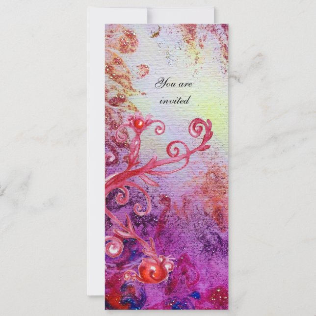 CONVITES MAGIA VERMELHA ENVOLVE EM BRILHOS OURO AMARELO ROX (Frente)