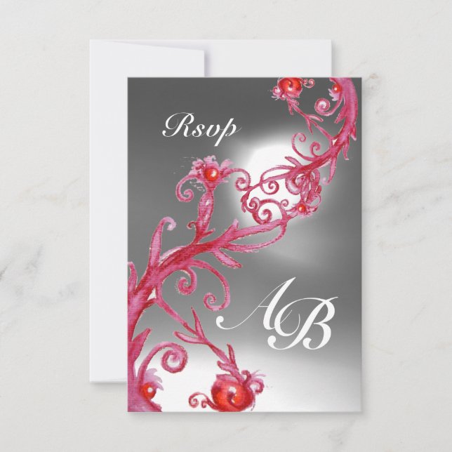 Convites MAGIC BERRIES 4,MONOGRAM Red Crystal Rsvp (Frente)