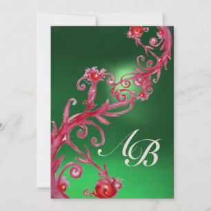 Convites MAGIC BERRIES 4,MONOGRAM Red Jade champagne