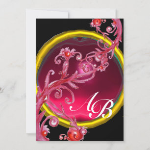 Convites MAGIC BERRIES 4,MONOGRAMA rubi vermelho