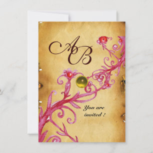 Convites MAGIC BERRIES MONOGRAMA PAPEL Amarelo
