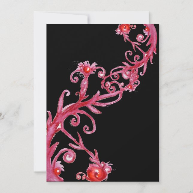 Convites MAGIC BERRIES, vermelho preto (Frente)