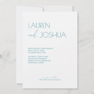 Convites Magic Blue ・ Casamento de Script Minimalista Moder