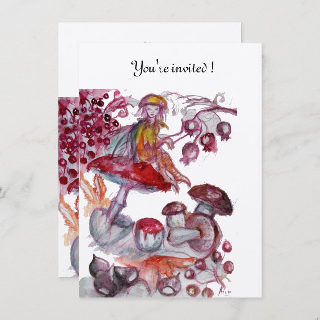 Convites MAGIC FOLHETO DE COGUMELOS prata (Frente/Verso)