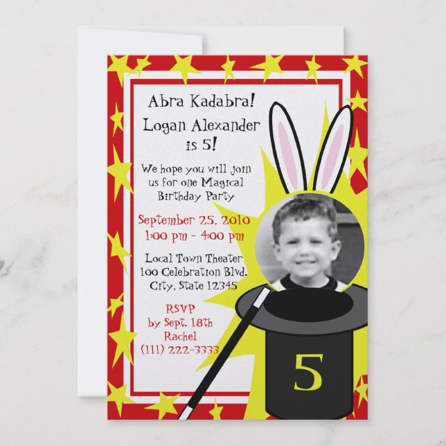 Convites Magic Me Birthday (Frente)