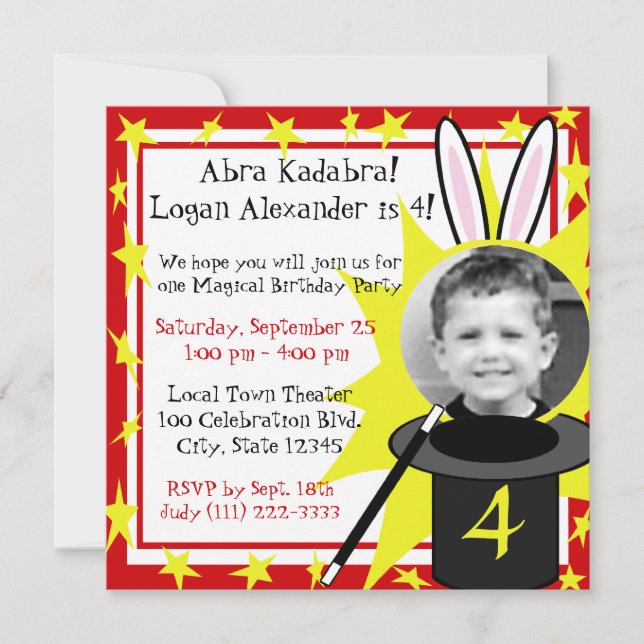 Convites Magic Me Birthday (Frente)