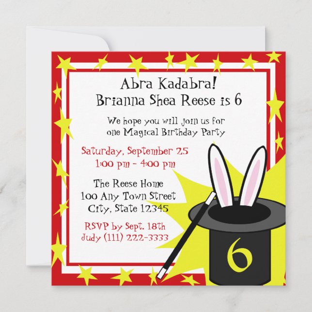 Convites Magic Me Birthday (Frente)