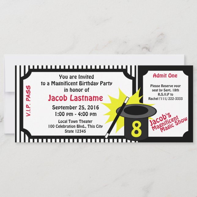 Convites Magic Me Birthday Red (Frente)