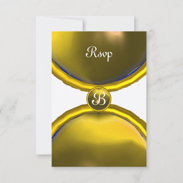 Convites MAGIC RINGS, MONOGRAM rsvp gem amarelo champanhe (Frente)