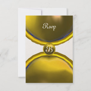 Convites MAGIC RINGS, MONOGRAM rsvp gem amarelo champanhe
