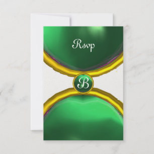 Convites MAGIC RINGS, MONOGRAM rsvp gem verde gelo