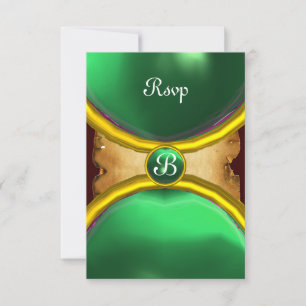 Convites MAGIC RINGS, MONOGRAMA parergaminho rsvp gem green