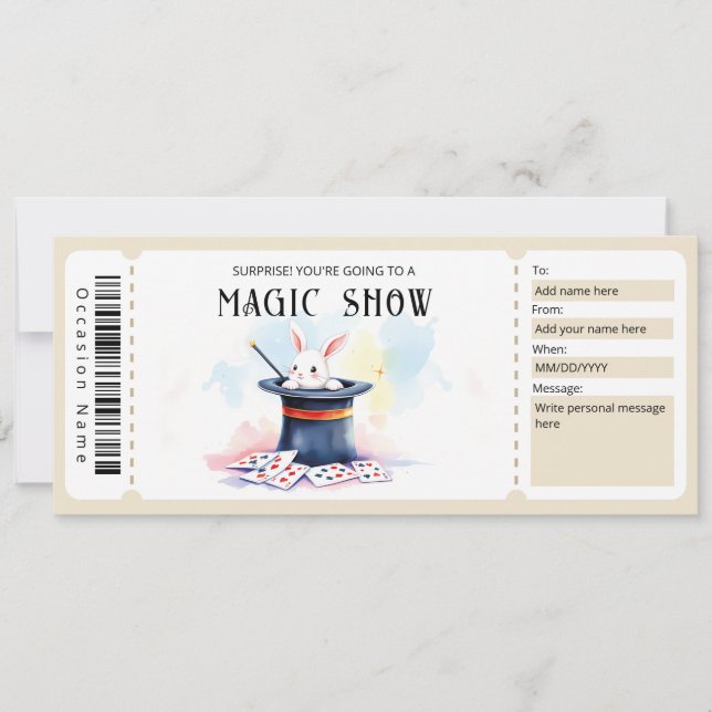 Convites Magic Show Gift Certificate Template (Frente)