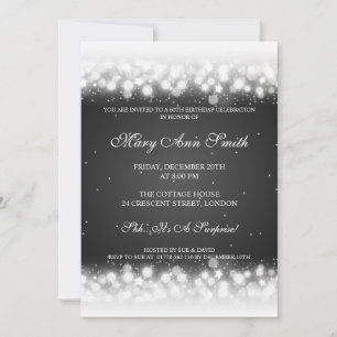 Convites Magic Sparkle Black Elegante da 60ª Festa de aniv